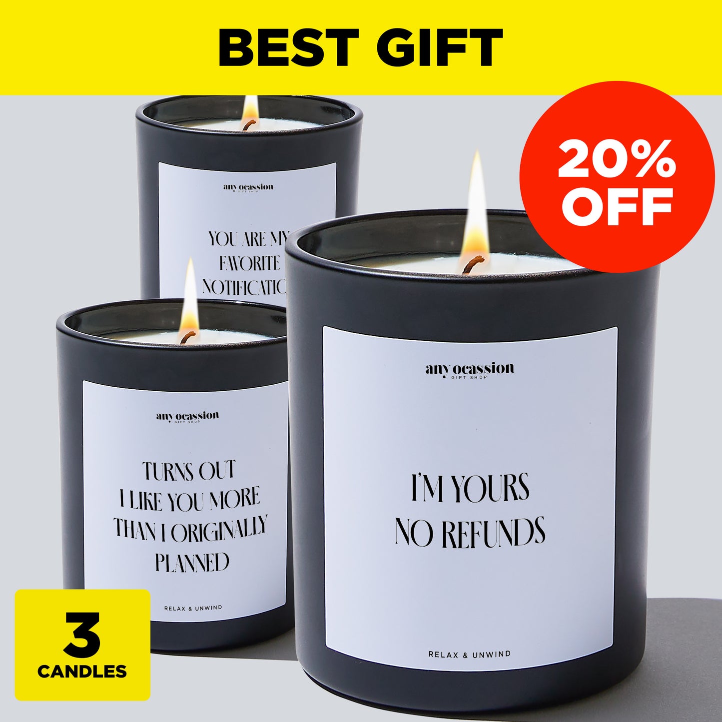 Anniversary Present - Best Gift Bundle (3 Candles)