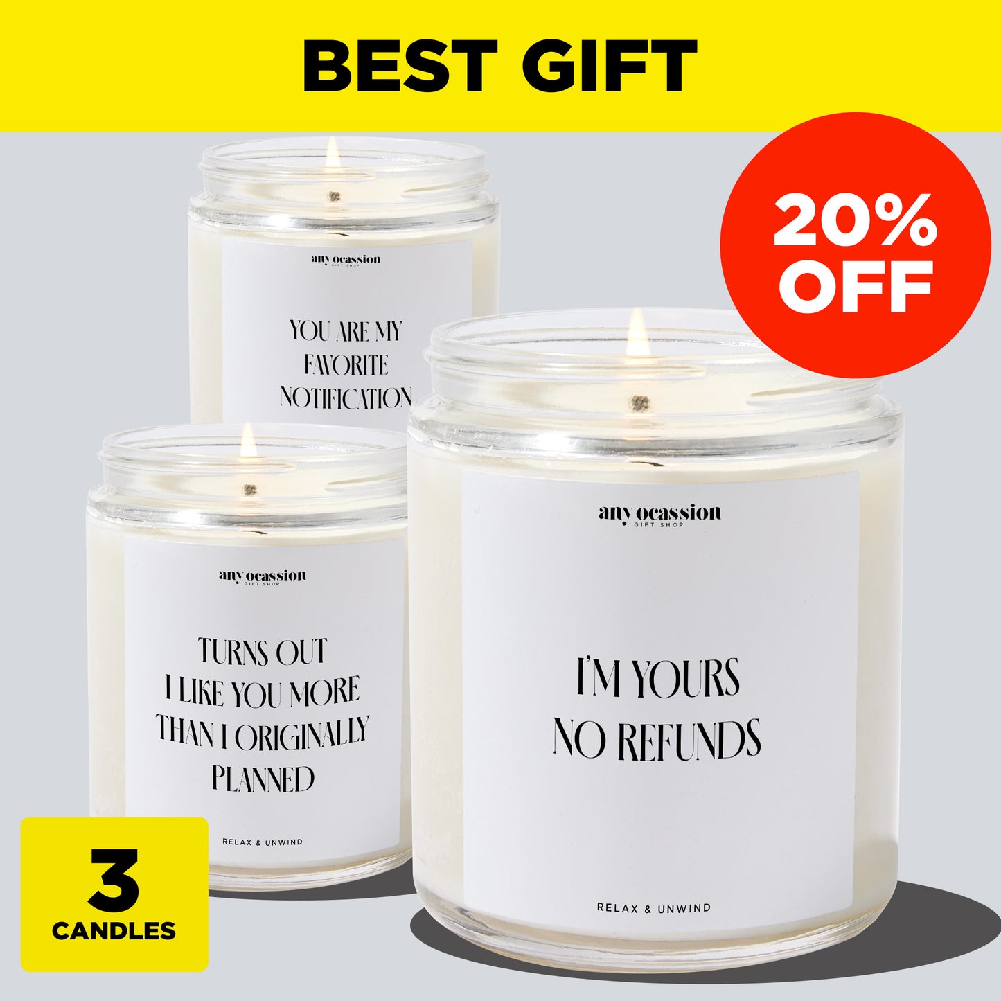 Anniversary Present - Best Gift Bundle (3 Candles)