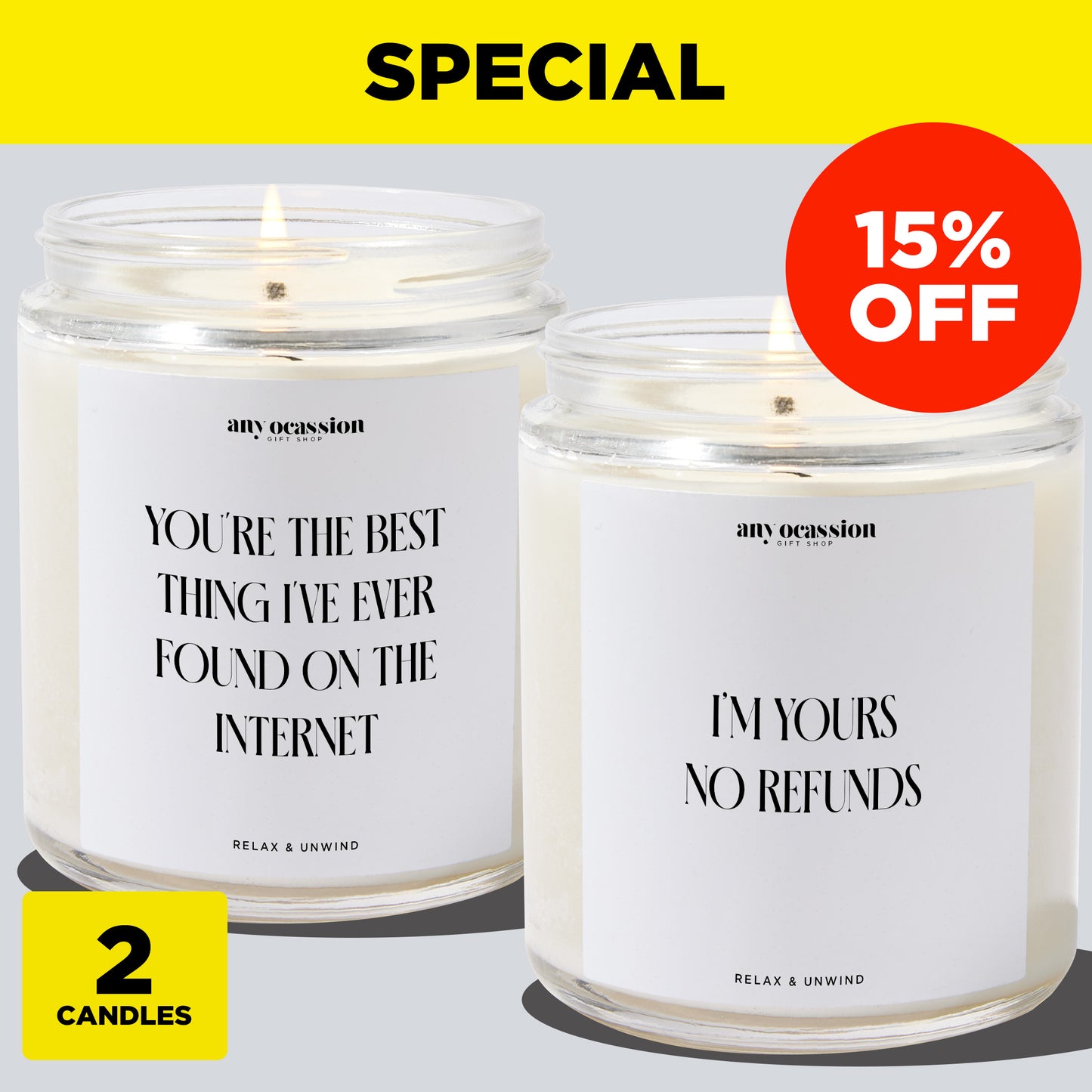 Anniversary Present - Online Love Bundle (2 Candles)