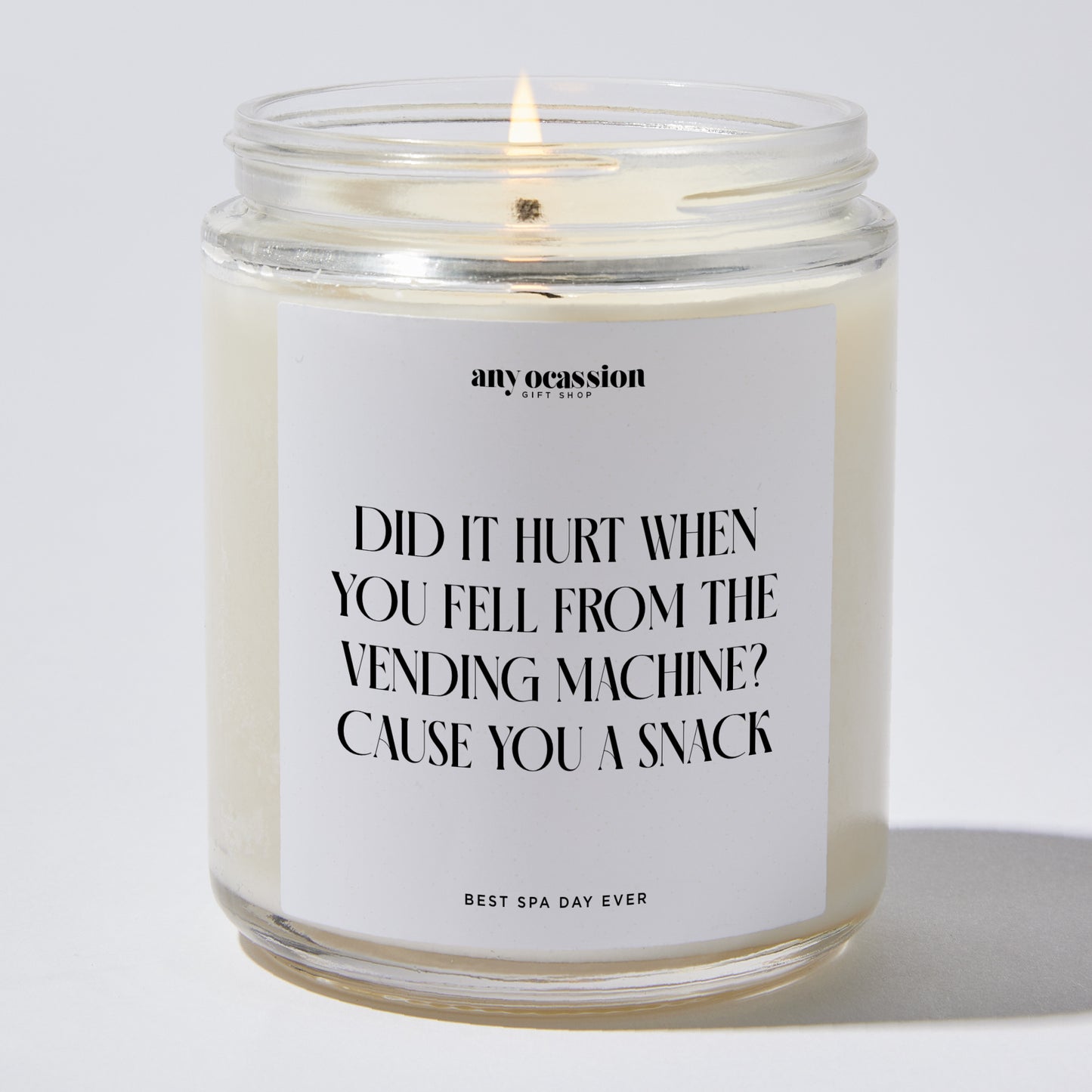 Anniversary Present - Did It Hurt When You Fell From the Vending Machine? Cause You a Snack - Candle