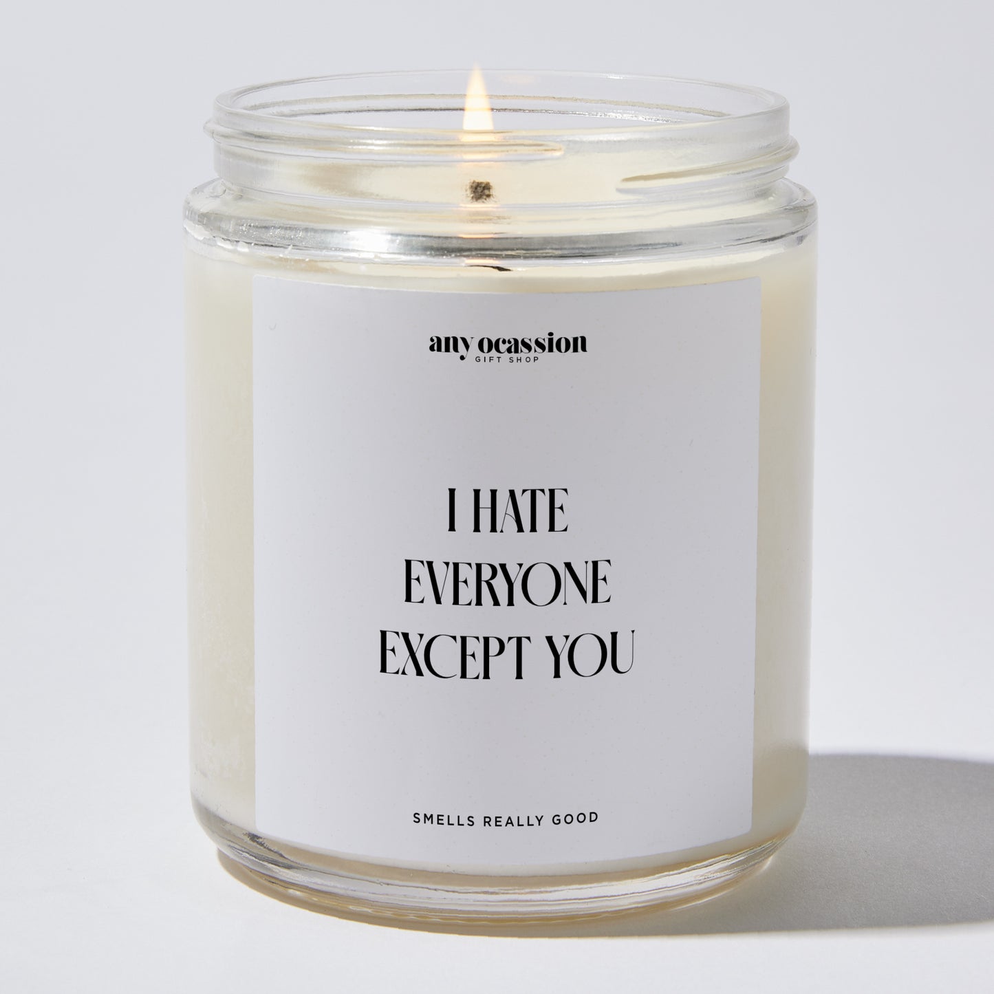 Fun Gift for Friends - I Hate Everyone Except You - Candle