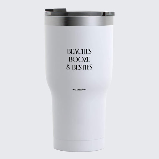 Travel Coffee Mug - Beaches Booze & Besties - Coffee Tumbler