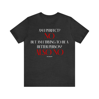 Funny Shirts for Women - Am I Perfect? No but Am I Trying to Be a Better Person? Also No - Women's T Shirts